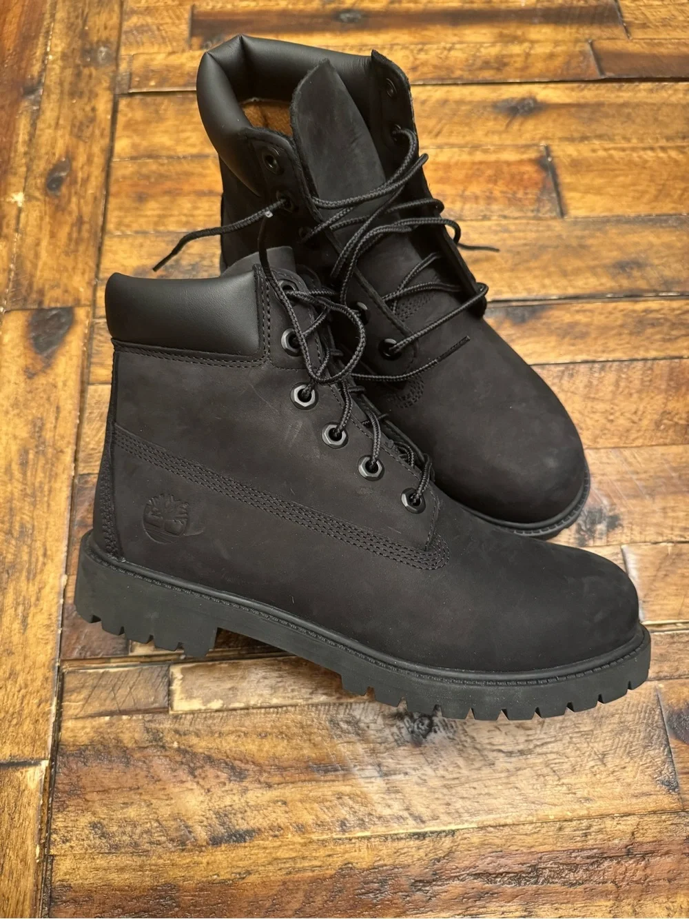 Timberland Premium 6-Inch Waterproof Boots Black Nubuck Kids Junior Size 6Y/7.5W